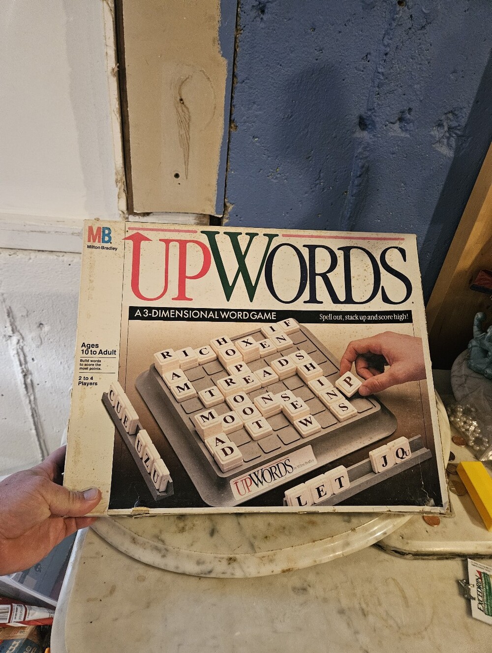 Upwords Board Game by Milton Bradley Complete 3D Word Game Vintage 1988 Complete